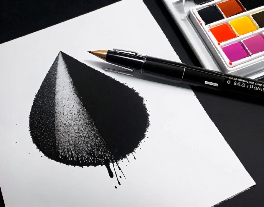 Professional photo of black pen painting